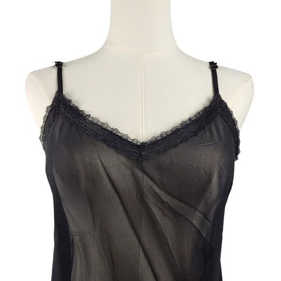 NEW POL Small Black Sheer Slip or Dress with Lace Trim & Adjustable Straps - Picture 3 of 8
